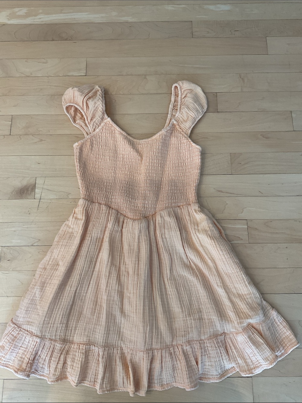American Eagle Outfitters Women’s Peach Ruffle-Trim mini Sundress 🍑